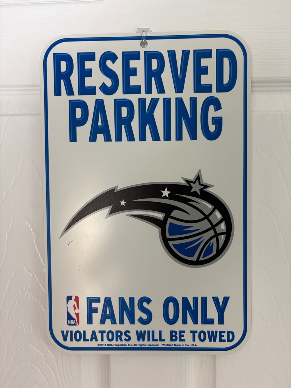 Orlando Magic Reserved Parking Fans Only Sign - Blue & White (With Old Logo)
